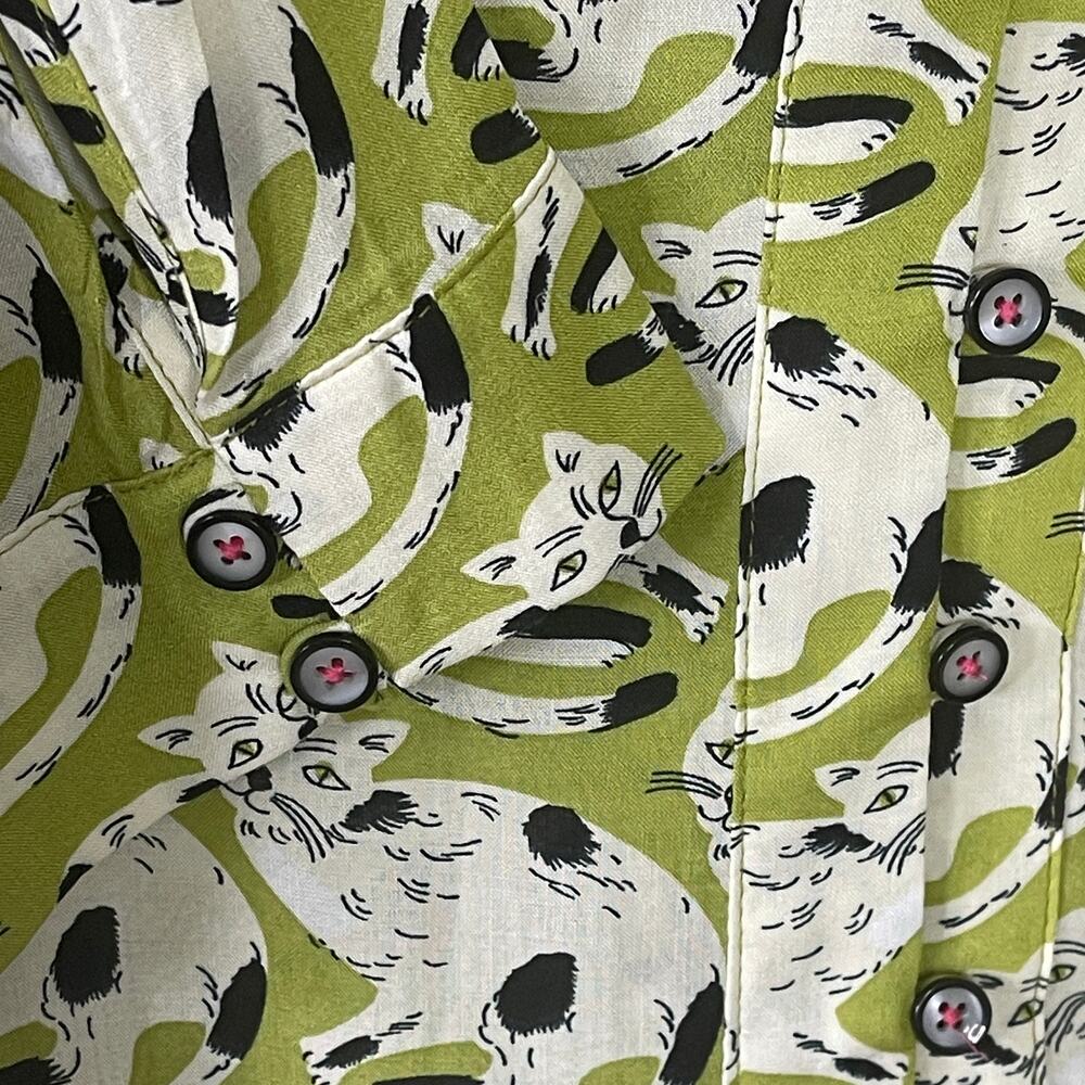 52 Conversations  by Anthropologie Colloquial Cat Print Shirt‎ Size 2 - Picture 6 of 9